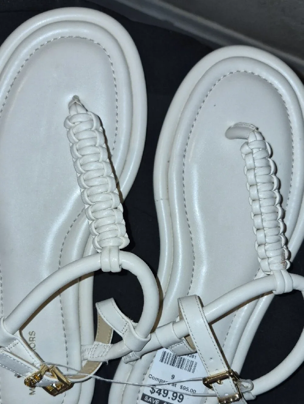 Michael Kors White Braided T-Strap Sandals Brand New! Never Worn!
